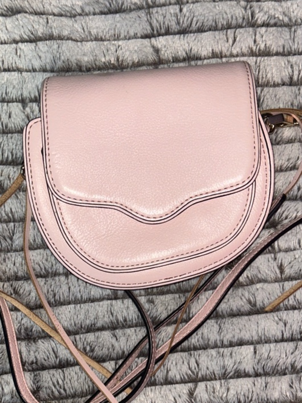 Rebecca Minkoff Pale Pink Pebbled Leather Saddle Crossbody